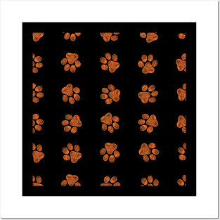 Happy Halloween design doodle orange paw print Posters and Art